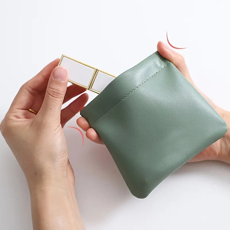 Portable Mini Cosmetic Bag with Squeeze Top Closure