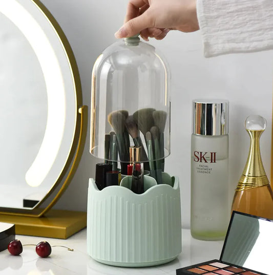 Rotating Cosmetic Brush Storage Container