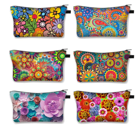 Geometric Print Polyester Cosmetic Bag for Travel