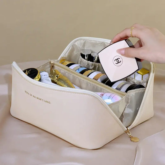 Elegant PU Cosmetic Bag - Portable Large Capacity