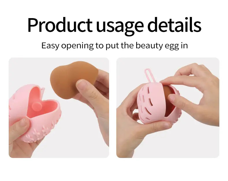 Portable Silicone Cosmetic Egg Storage Bag with Lanyard