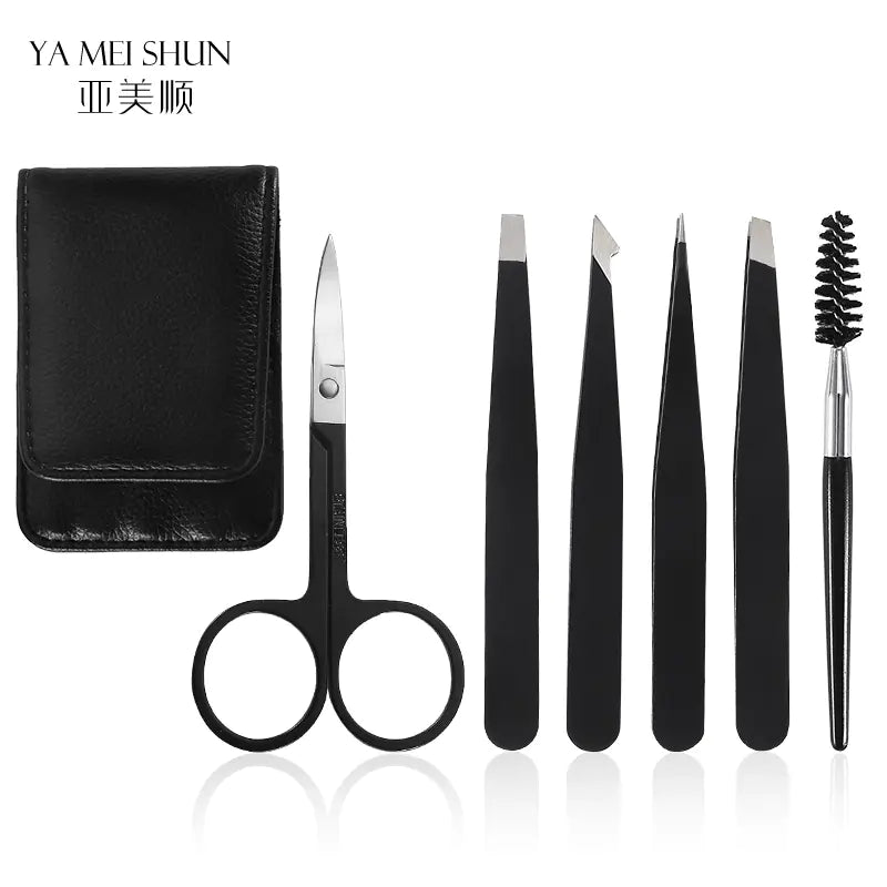 Stainless Steel Eyebrow Tweezers Grooming Set