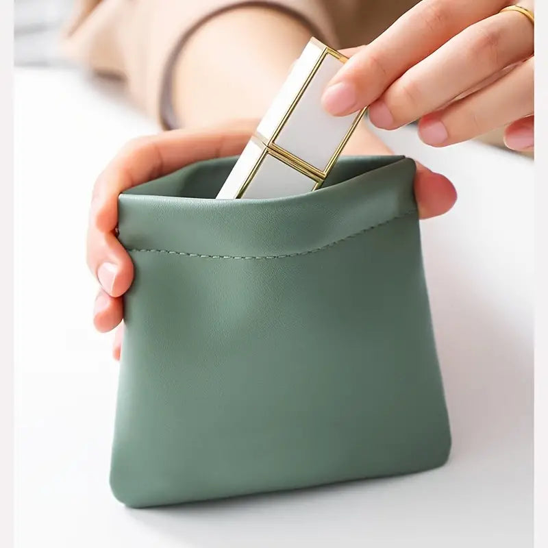 Portable Mini Cosmetic Bag with Squeeze Top Closure