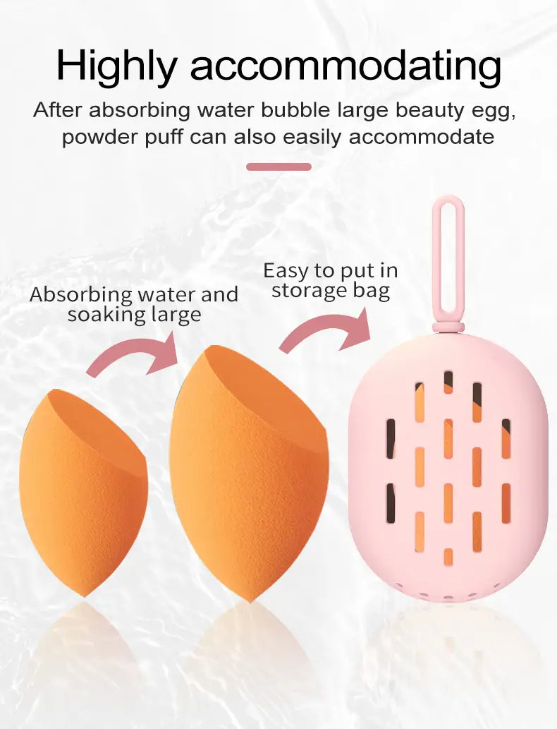 Portable Silicone Cosmetic Egg Storage Bag with Lanyard