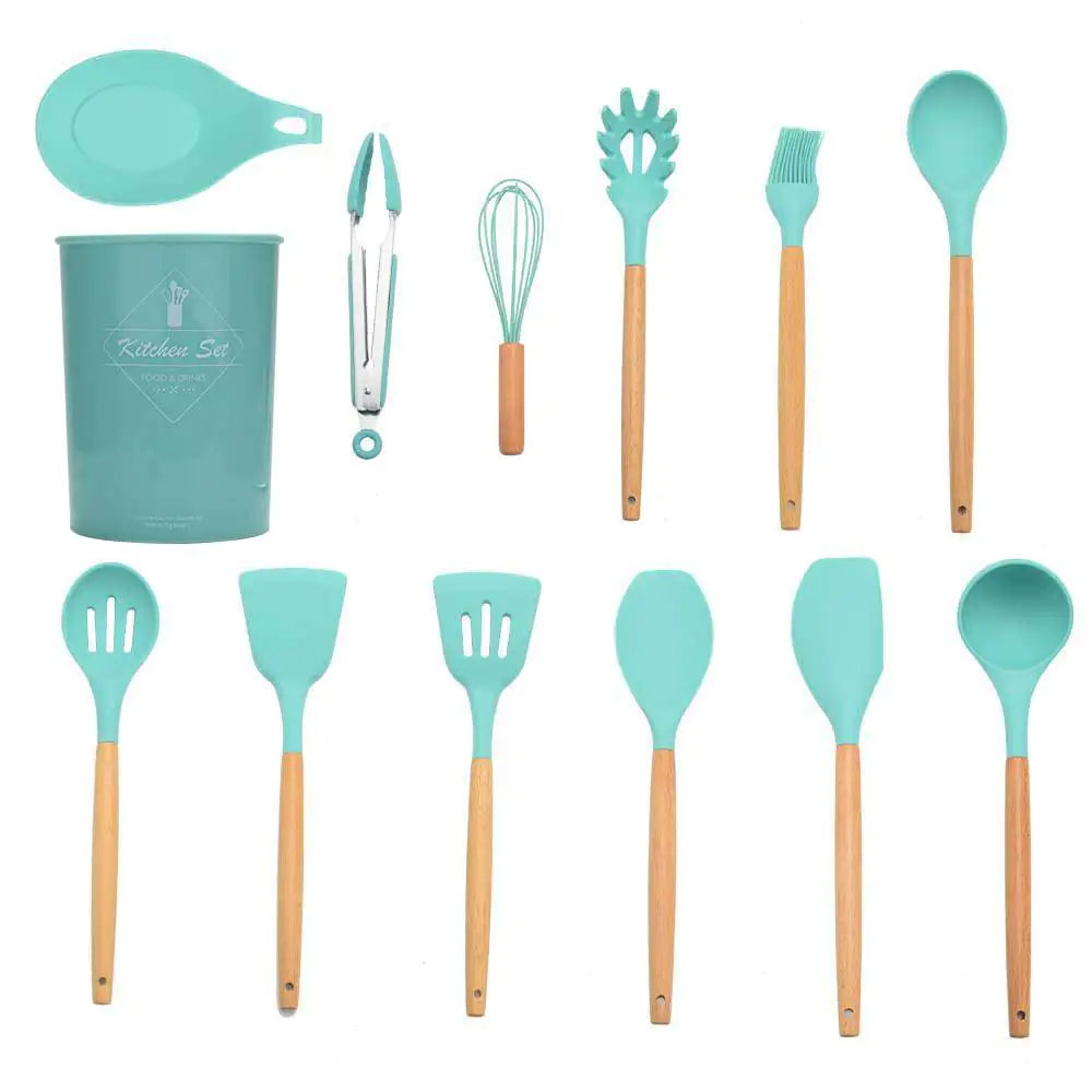 Forest Green Silicone Kitchenware 12-Piece Set