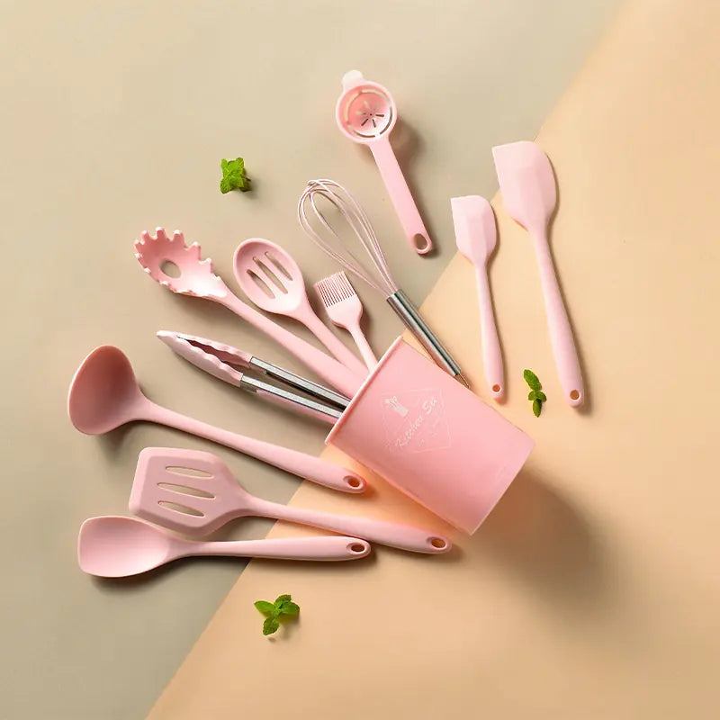 12-Piece Non-Stick Kitchenware Set with Wooden Handle