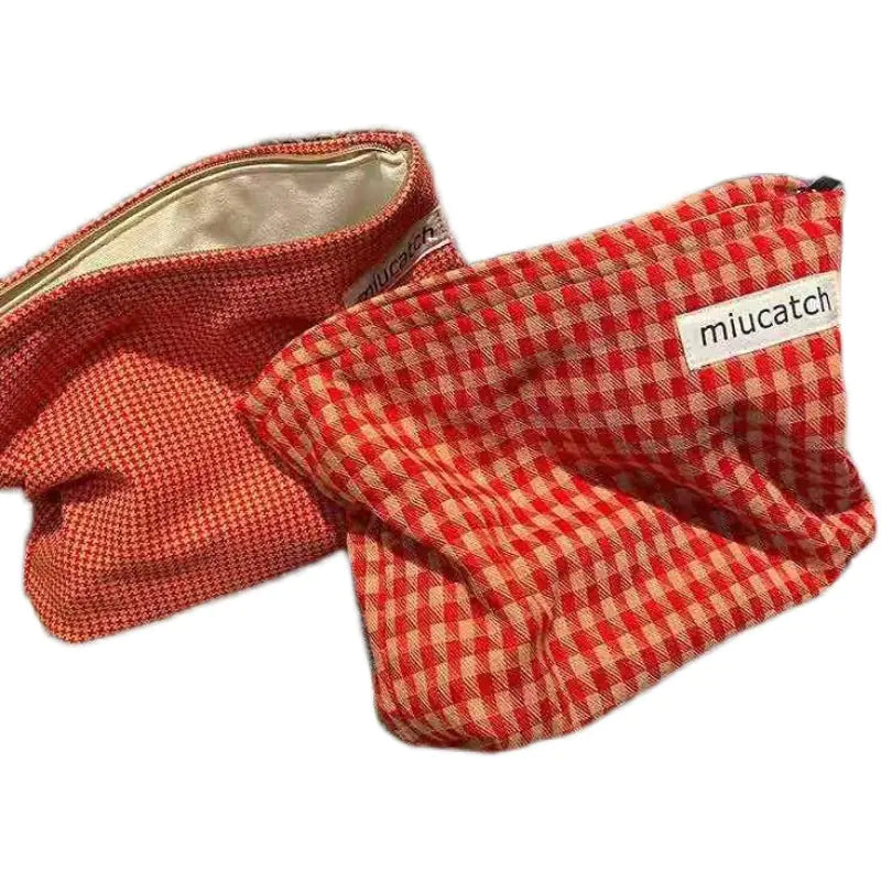 Large Capacity Orange Red Cosmetic Bag