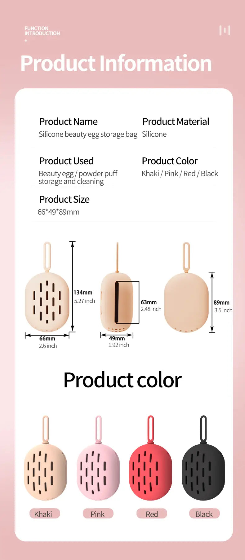 Portable Silicone Cosmetic Egg Storage Bag with Lanyard