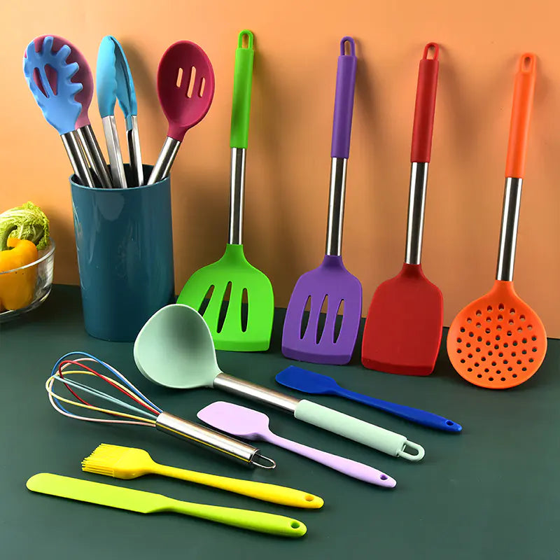 Color Silicone Kitchenware Set - 14 Cooking Tools