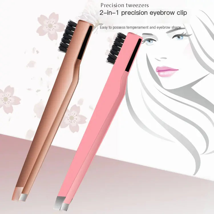 New Stainless Steel Eyebrow Tweezers with Comb