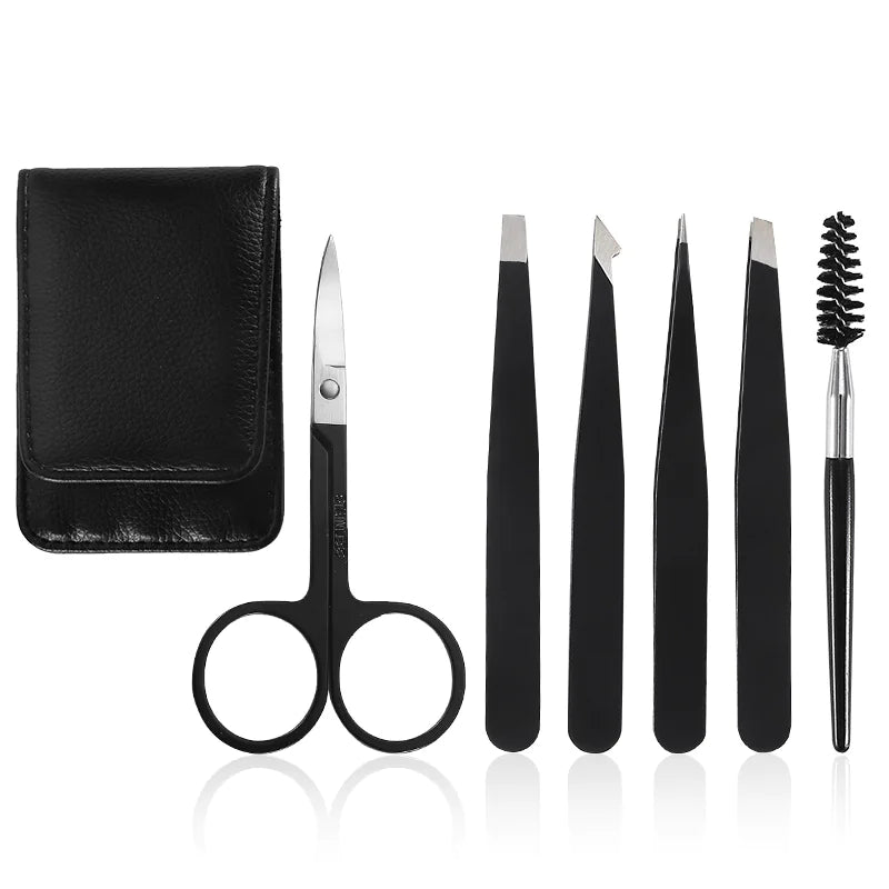 Stainless Steel Eyebrow Tweezers Grooming Set