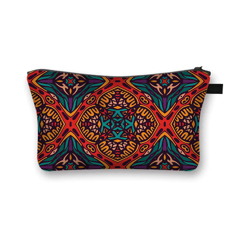 Geometric Print Polyester Cosmetic Bag for Travel