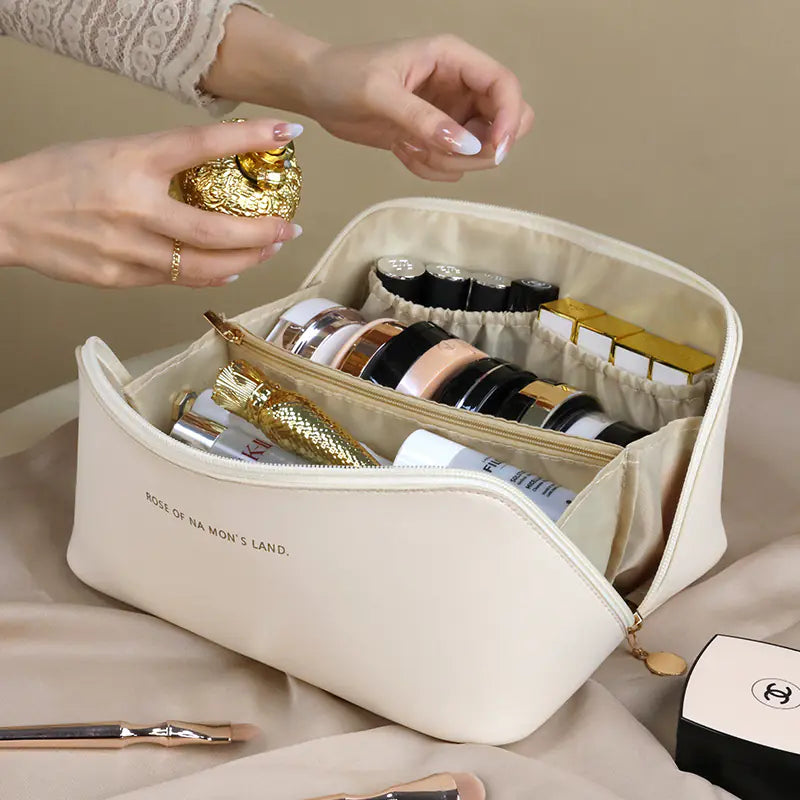 Elegant PU Cosmetic Bag - Portable Large Capacity