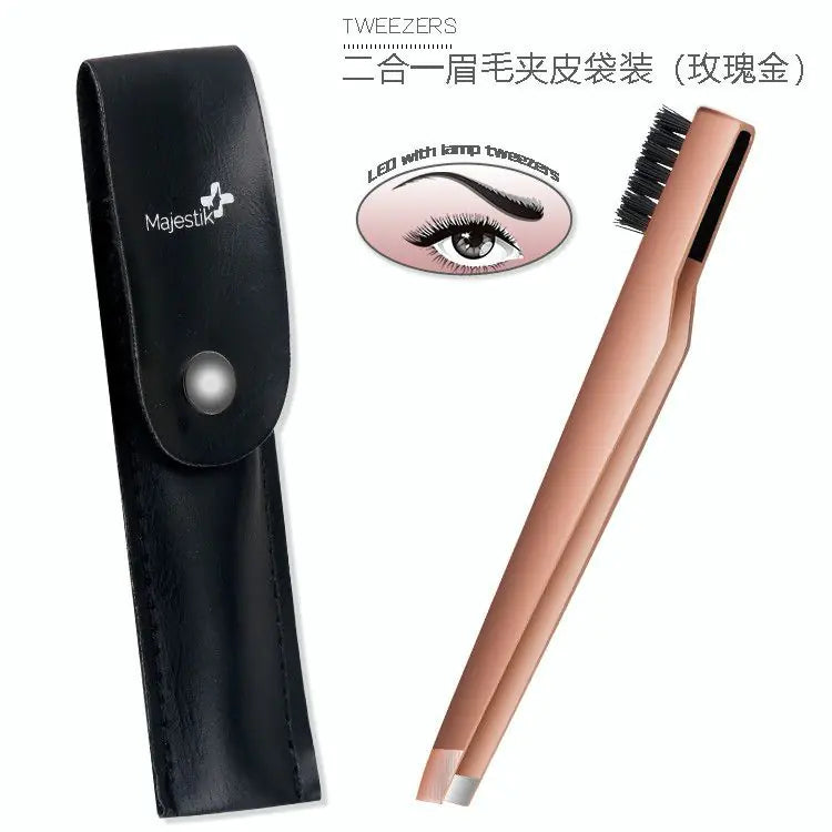 New Stainless Steel Eyebrow Tweezers with Comb