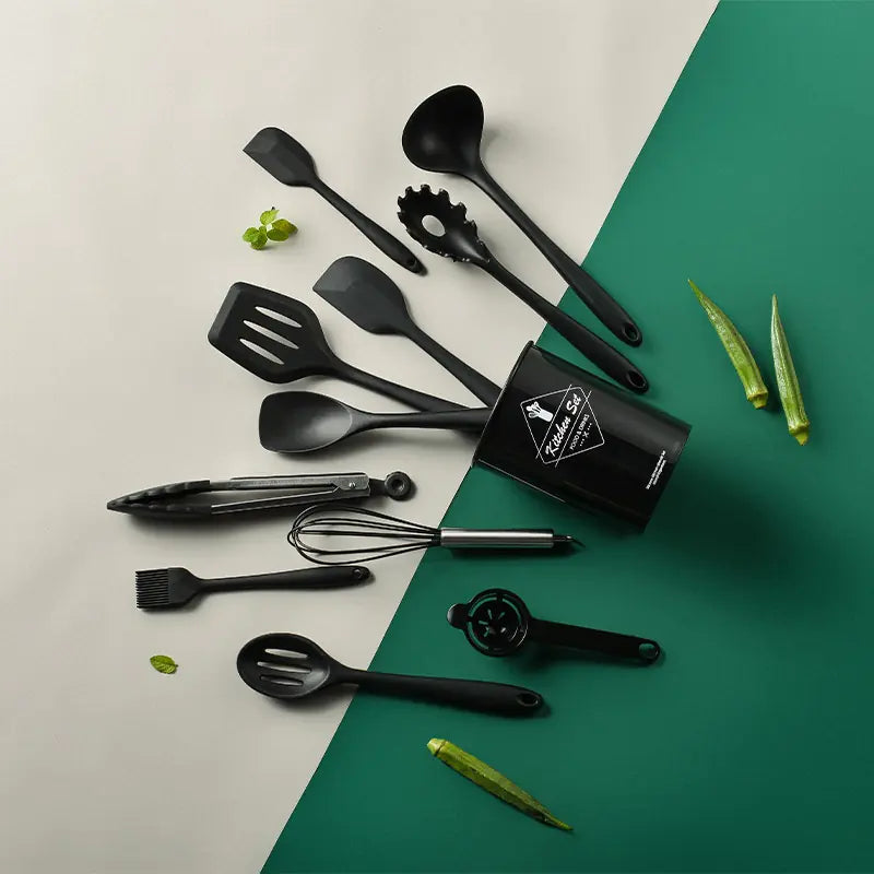 12-Piece Non-Stick Kitchenware Set with Wooden Handle