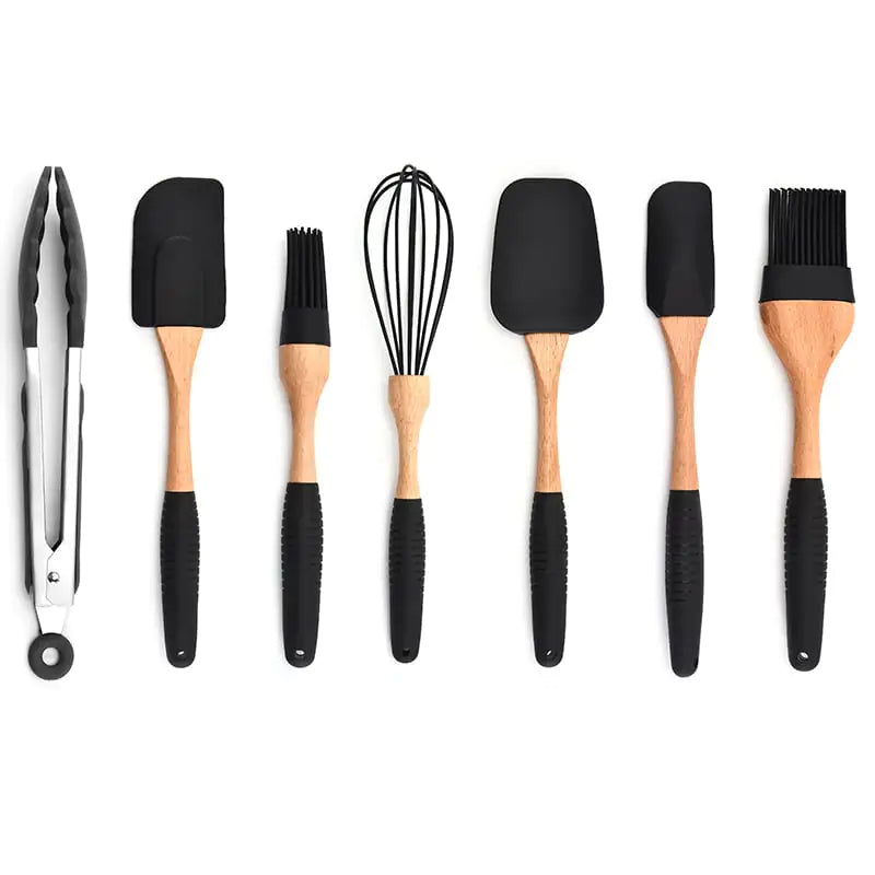 Wooden Handle Silicone Kitchenware Storage Gadgets