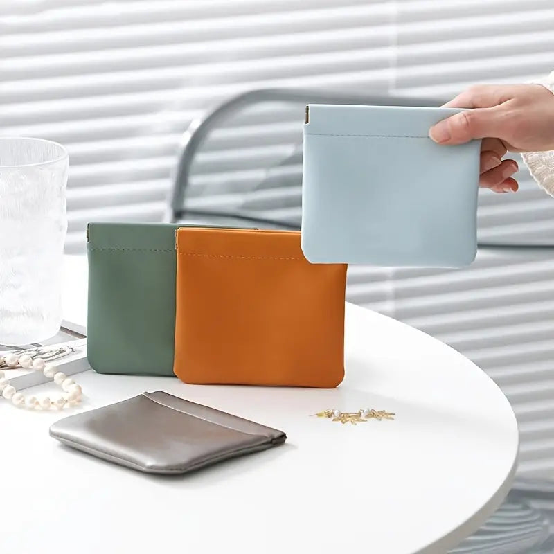 Portable Mini Cosmetic Bag with Squeeze Top Closure