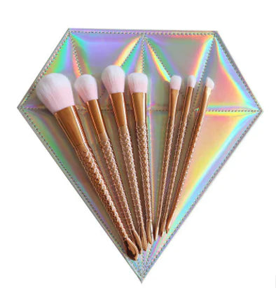 Unicorn Glitter Makeup Brushes with Mermaid Design (Set)