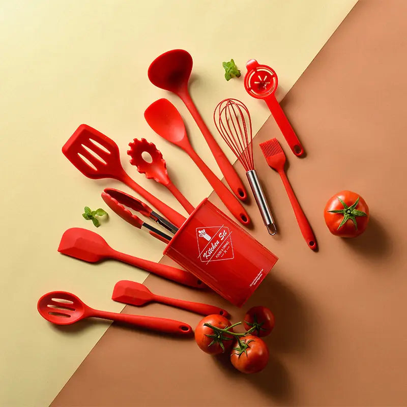 12-Piece Non-Stick Kitchenware Set with Wooden Handle