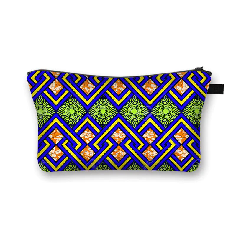 Geometric Print Polyester Cosmetic Bag for Travel