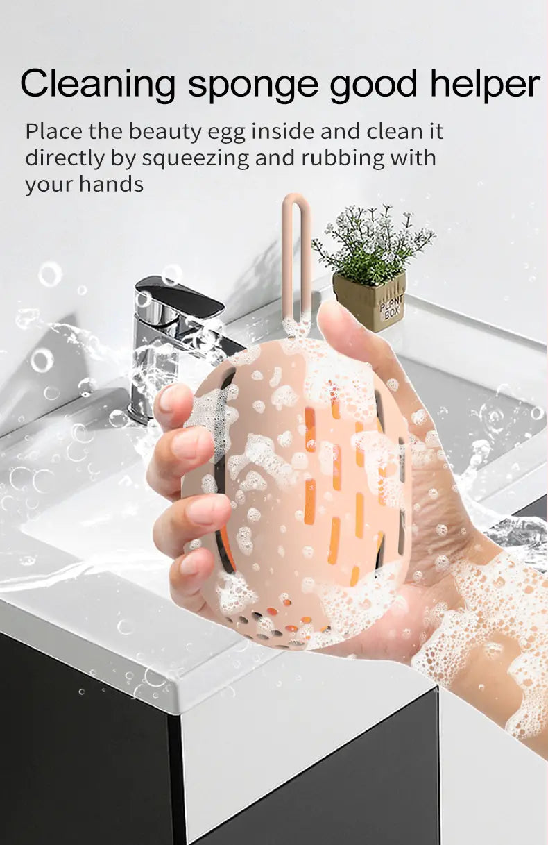 Portable Silicone Cosmetic Egg Storage Bag with Lanyard