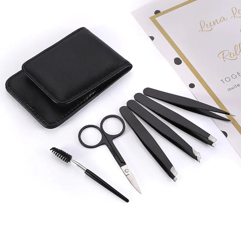 Stainless Steel Eyebrow Tweezers Grooming Set
