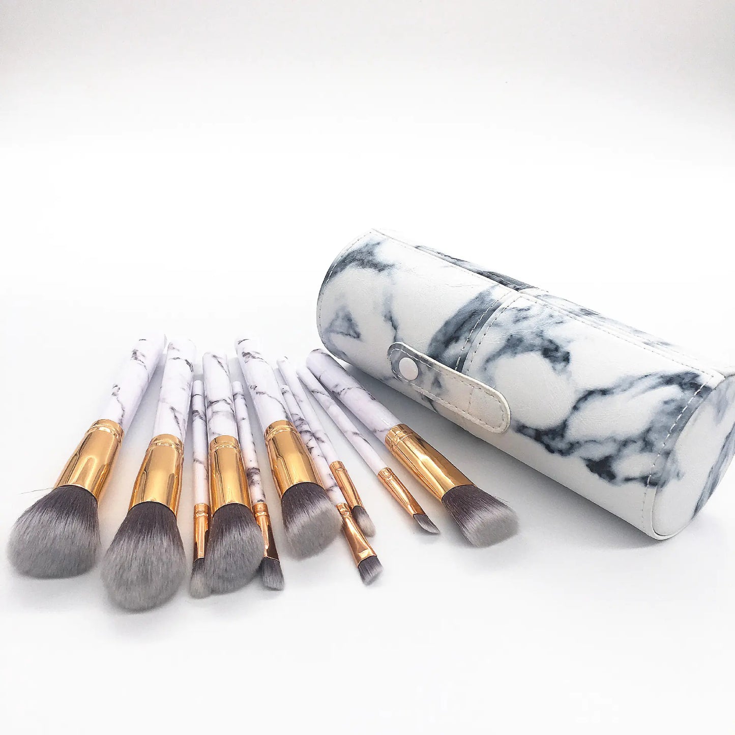 Marble Pattern Makeup Brushes Set of 10 Tools