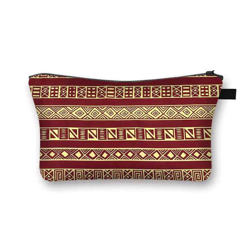 Geometric Print Polyester Cosmetic Bag for Travel