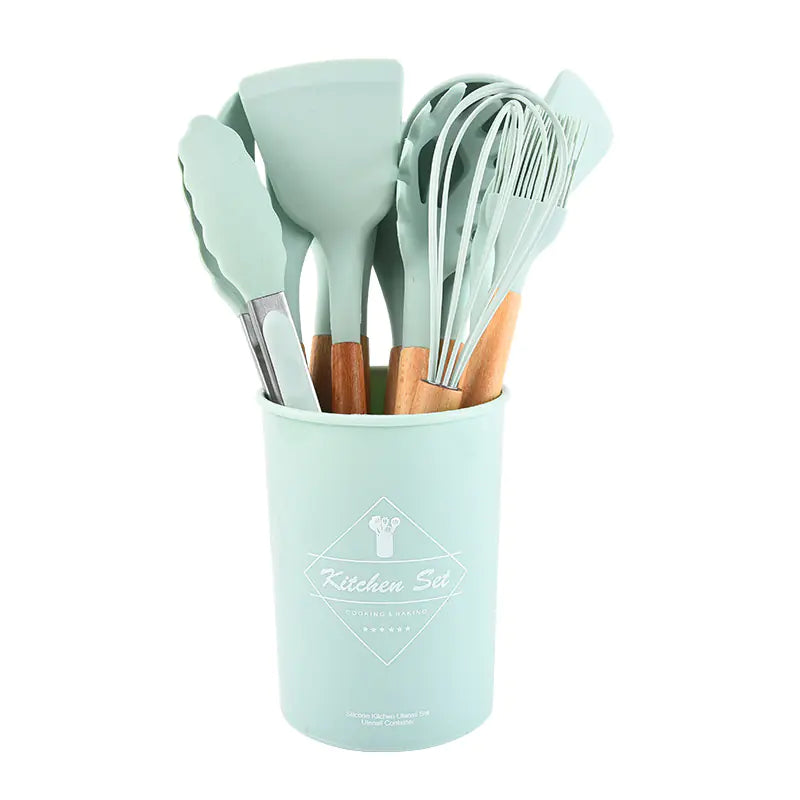12-Piece Non-Stick Kitchenware Set with Wooden Handle