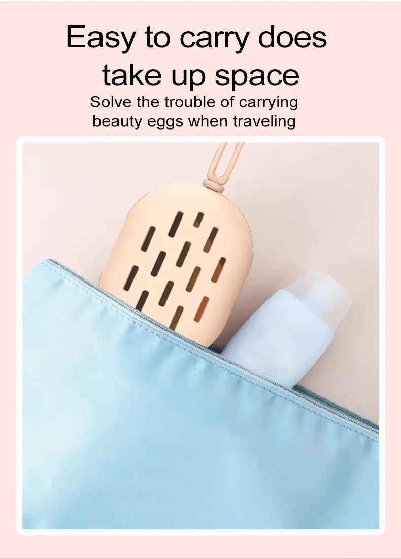 Portable Silicone Cosmetic Egg Storage Bag with Lanyard