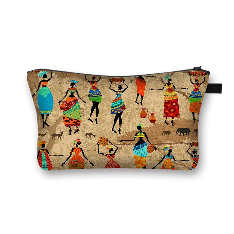 Geometric Print Polyester Cosmetic Bag for Travel