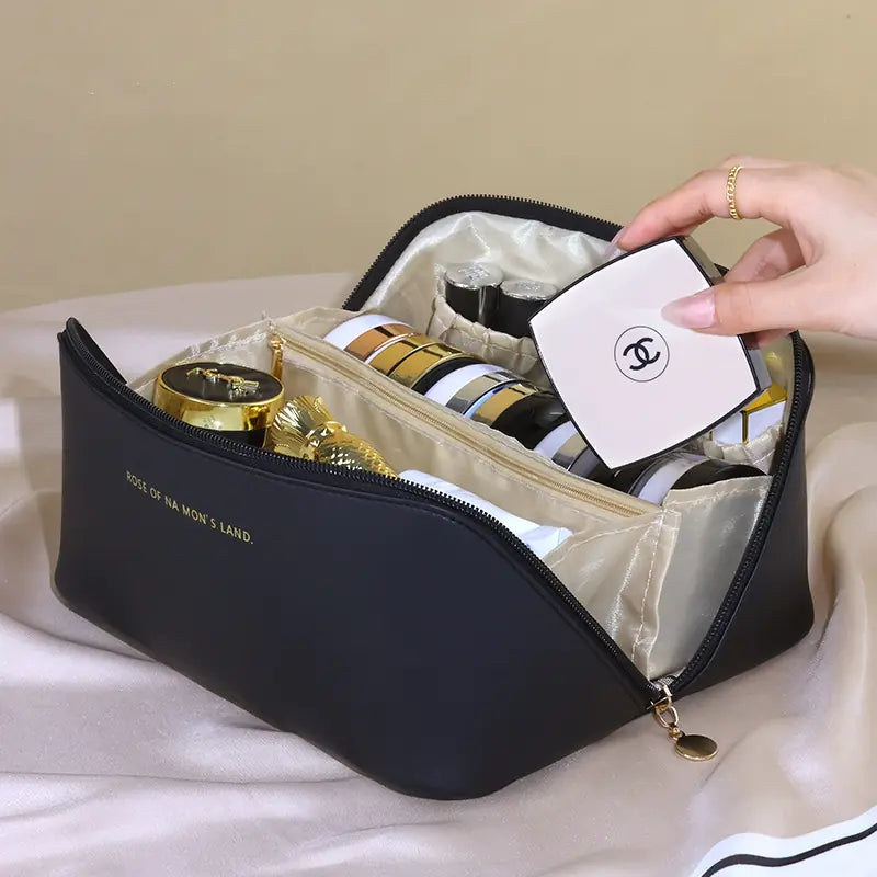 Elegant PU Cosmetic Bag - Portable Large Capacity