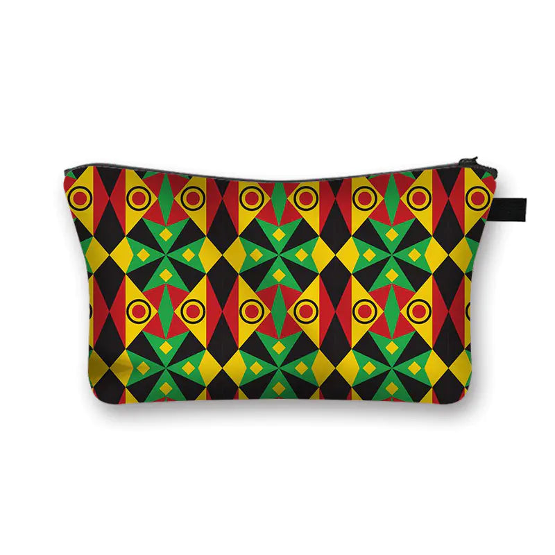Geometric Print Polyester Cosmetic Bag for Travel