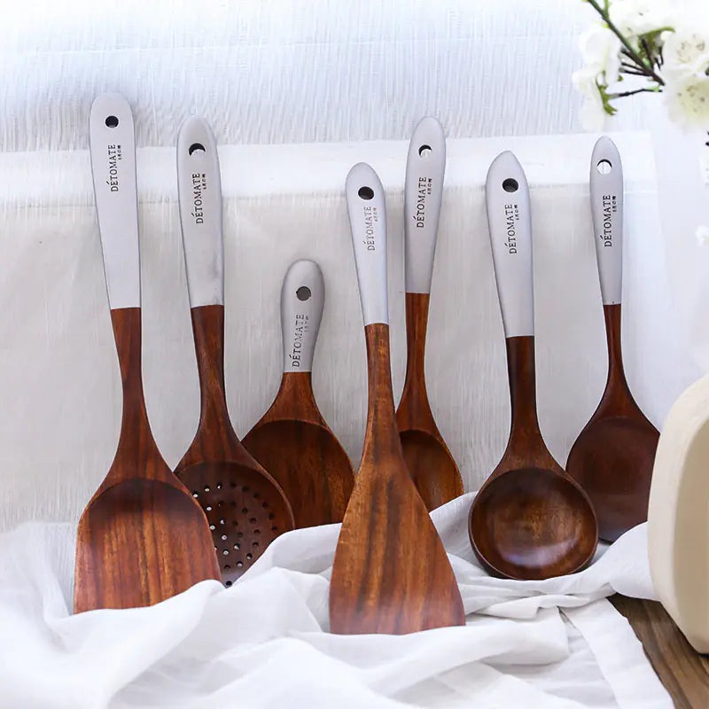 Colorful Wooden Kitchenware Spoons and Shovel Set