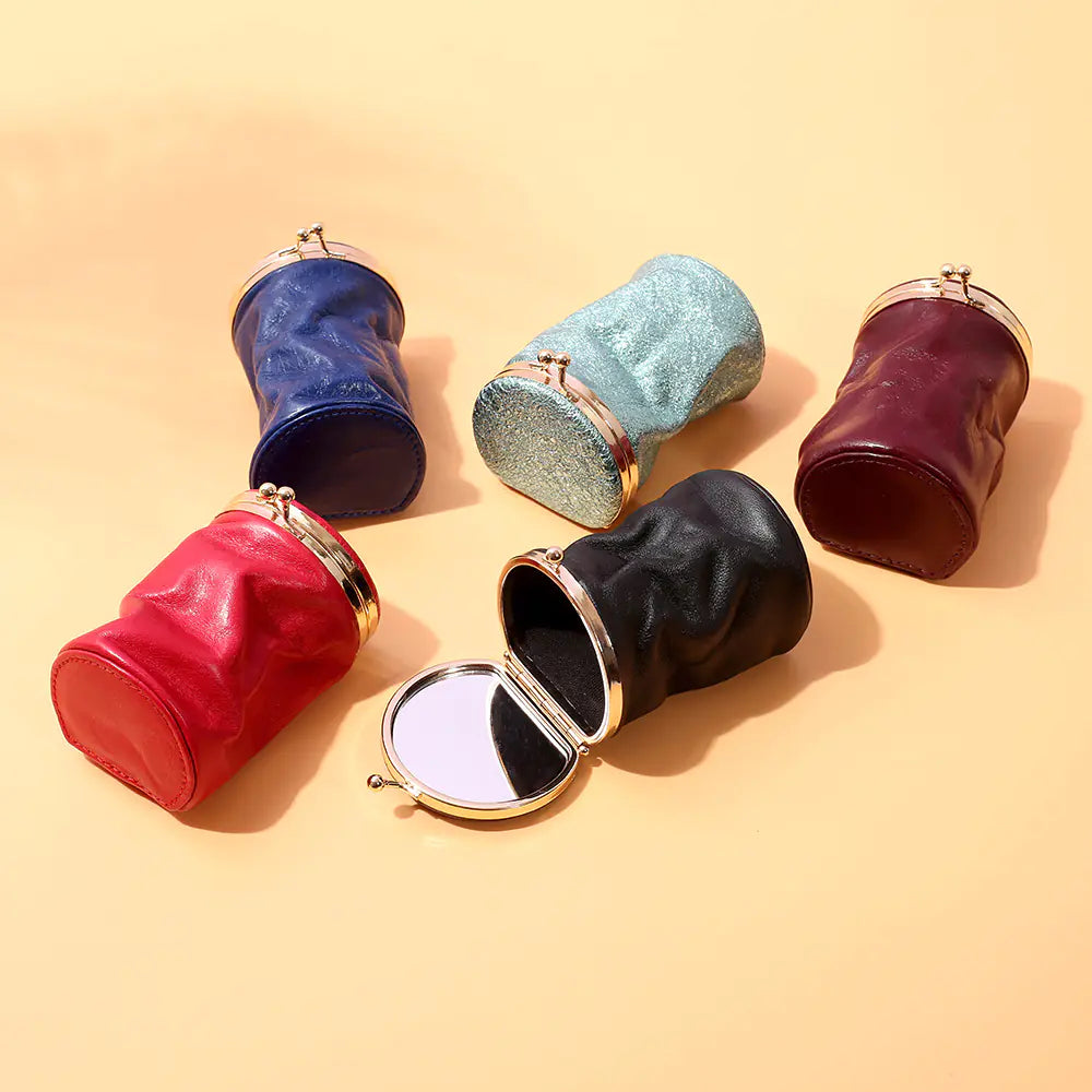 Portable Retro Cute Genuine Leather Cosmetic Bag